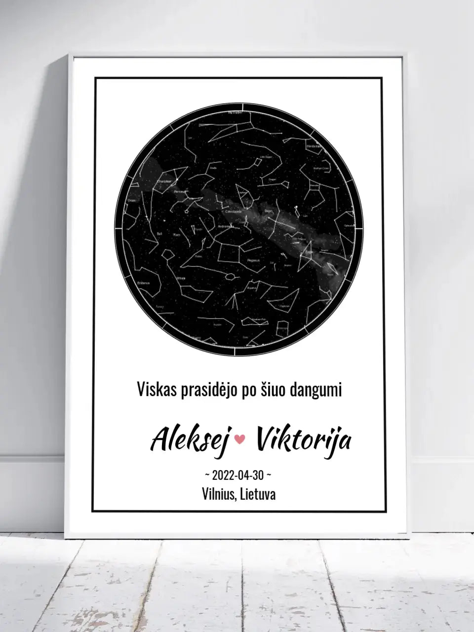Personalizuotas žvaigždžių žemėlapis, plakatas su rėmeliu Posteris(Plakatas) - dovanokis.lt