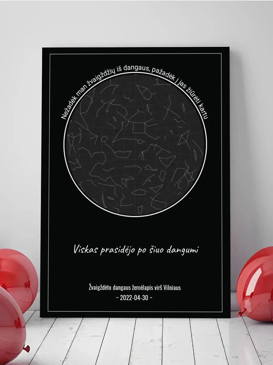 Personalizuotas žvaigždžių žemėlapis ant drobės, Nežadėk man žvaigždžių iš dangaus, pažadėk į jas žiūrėti kartu Drobe - dovanokis.lt