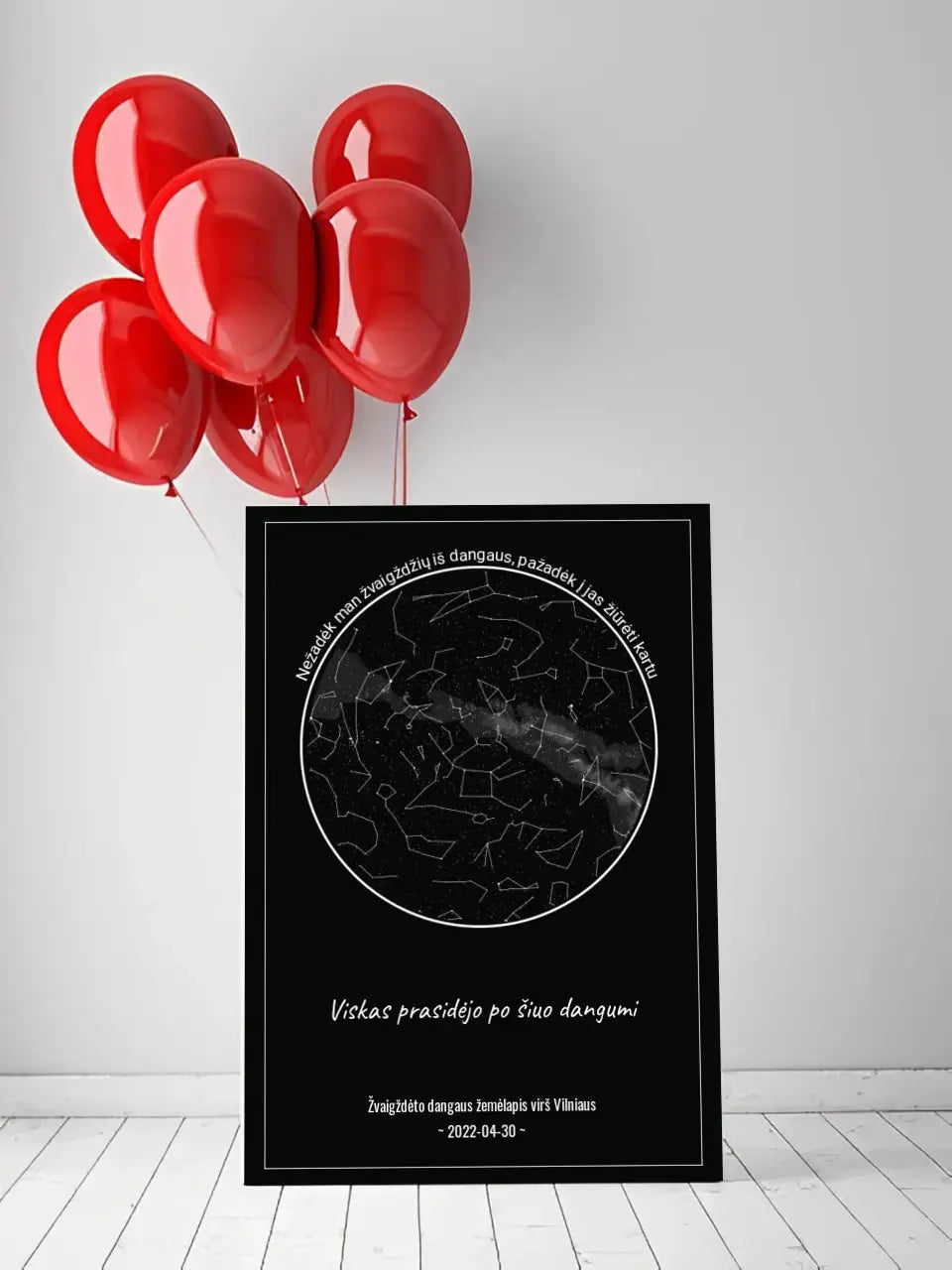 Personalizuotas žvaigždžių žemėlapis ant drobės, Nežadėk man žvaigždžių iš dangaus, pažadėk į jas žiūrėti kartu Drobe - dovanokis.lt