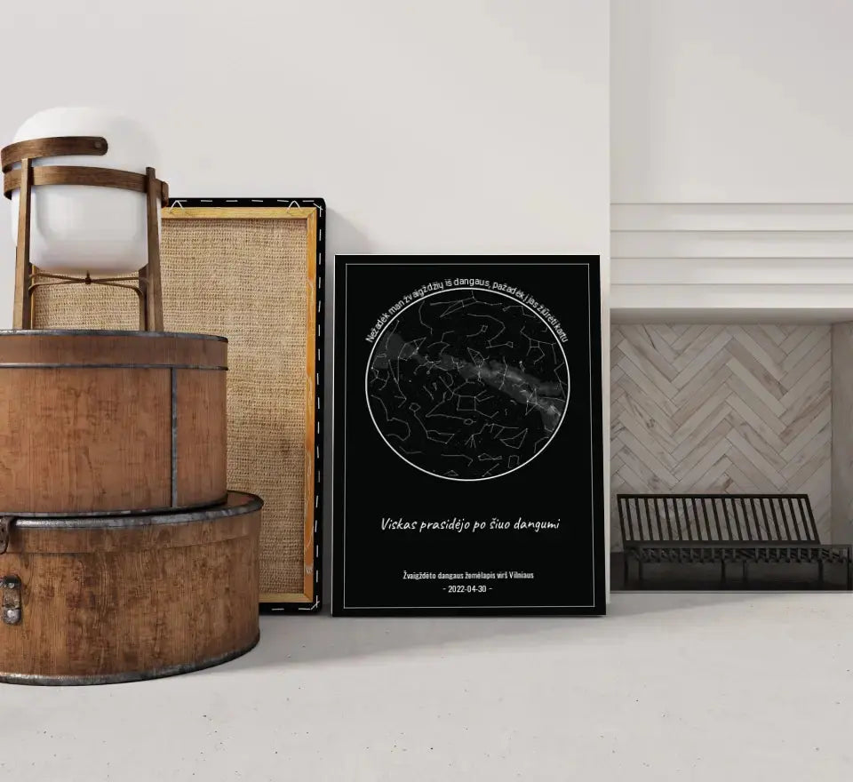 Personalizuotas žvaigždžių žemėlapis ant drobės, Nežadėk man žvaigždžių iš dangaus, pažadėk į jas žiūrėti kartu Drobe - dovanokis.lt