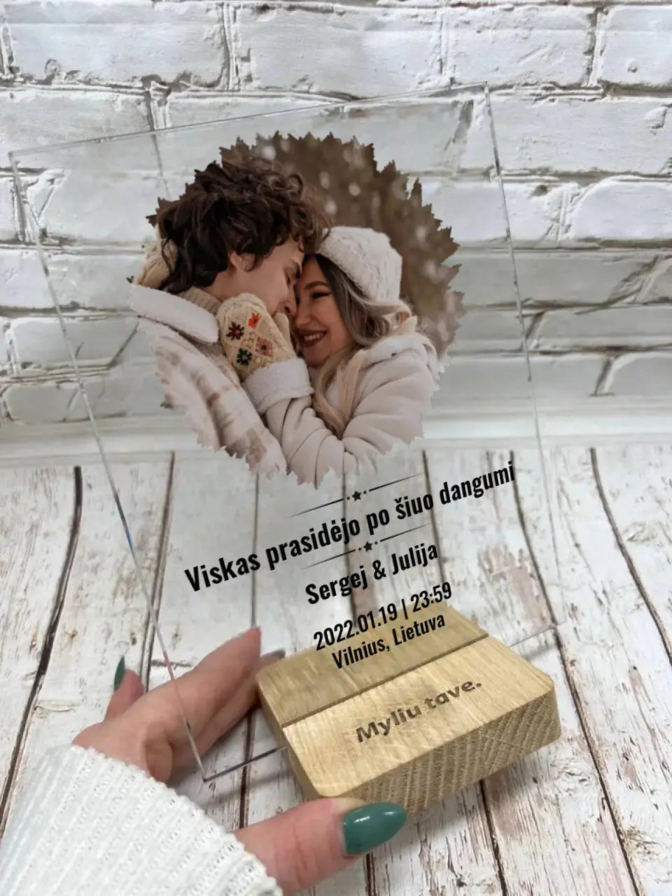 Personalizuotas žvaigždžiu žemėlapio stiklinis posteris su forma ir jūsų nuotrauka TeeInBlue