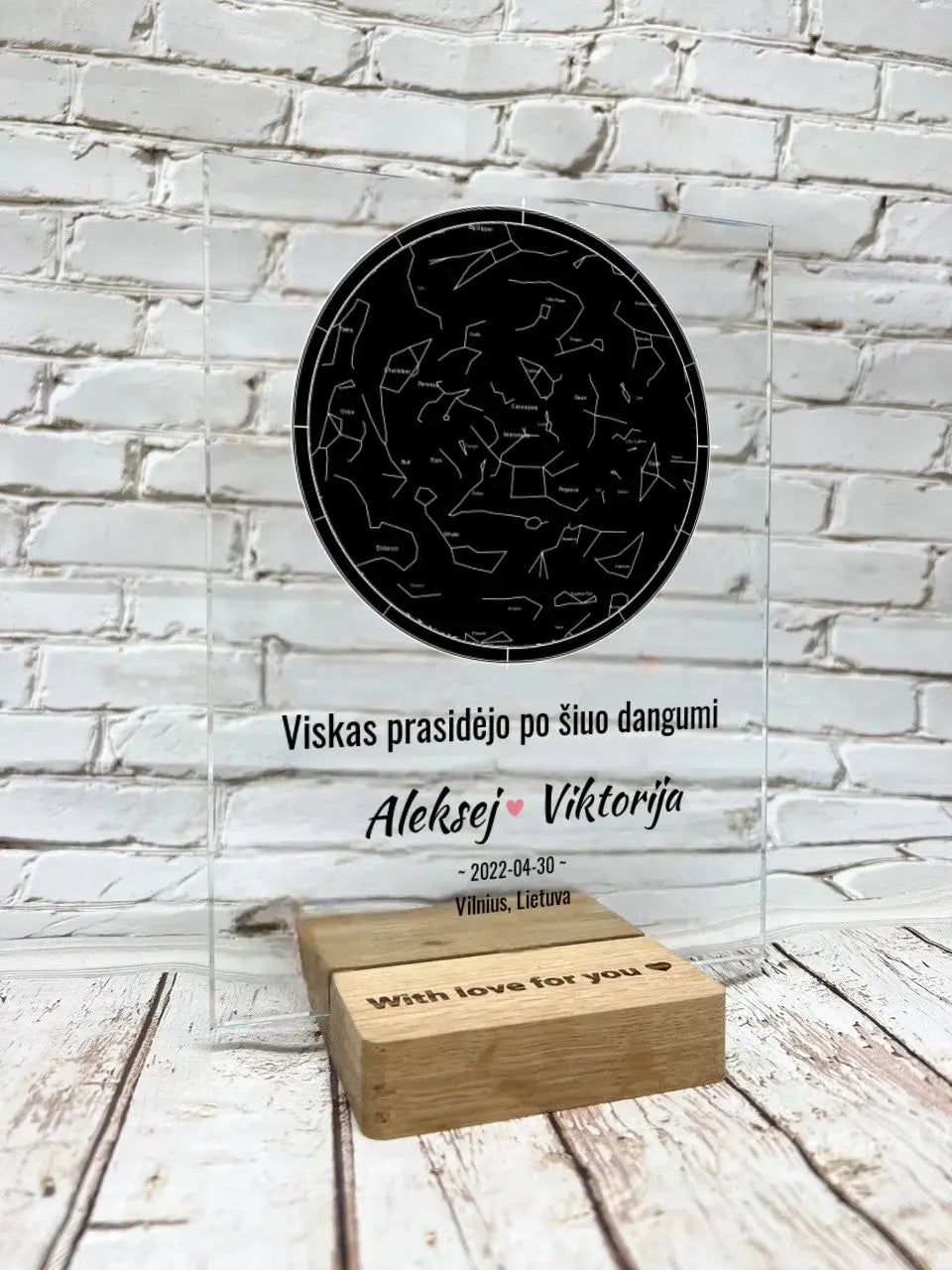 Personalizuotas žvaigždžių žemėlapio stiklinis posteris TeeInBlue