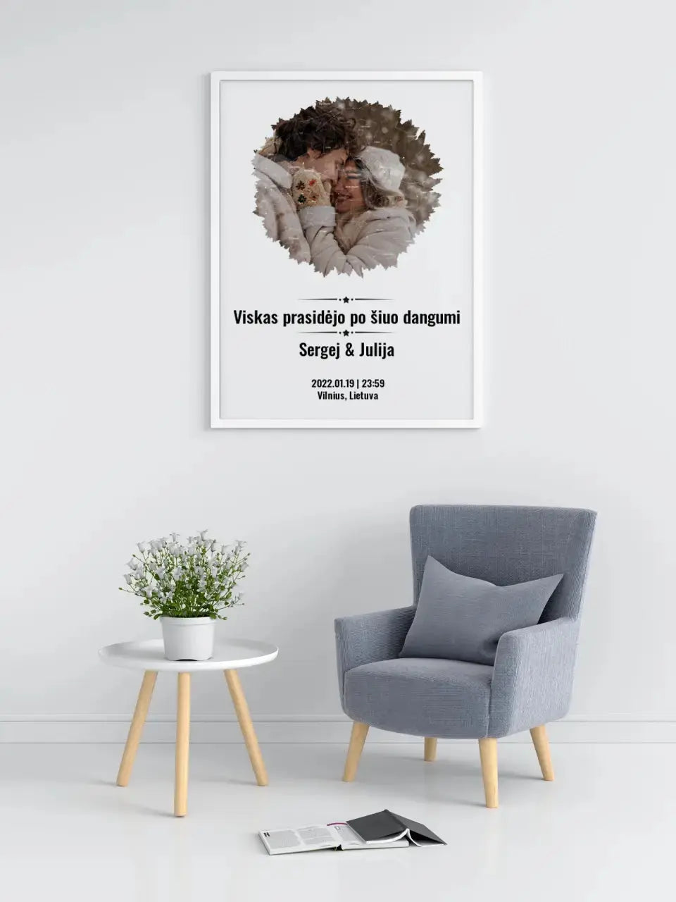 Personalizuotas žvaigždžių žemėlapis, plakatas su rėmeliu, su forma pasirinkimu ir jūsų nuotrauka Poster - dovanokis.lt