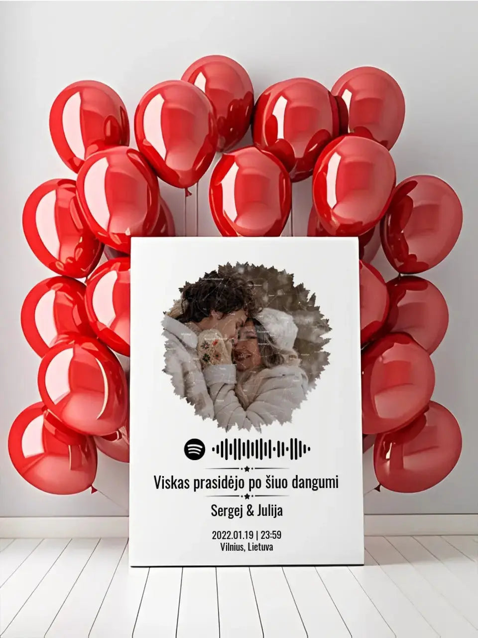 Personalizuotas žvaigždžių žemėlapis su skirtingomis formomis ir jūsų nuotrauka bei „Spotify“ kodu Customizer - dovanokis.lt