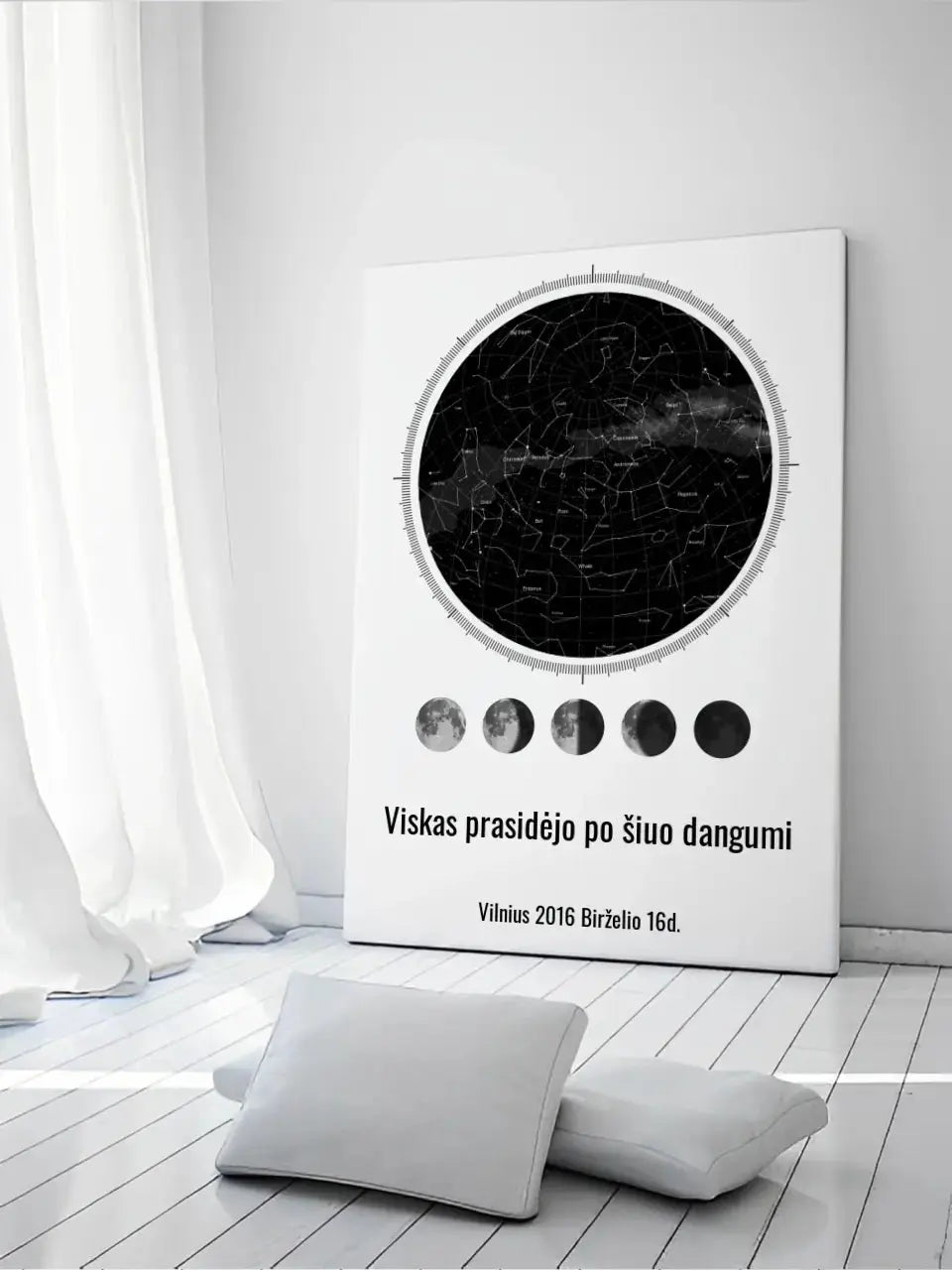 Personalizuotas žvaigždžių žemėlapis ant drobės Drobe - dovanokis.lt