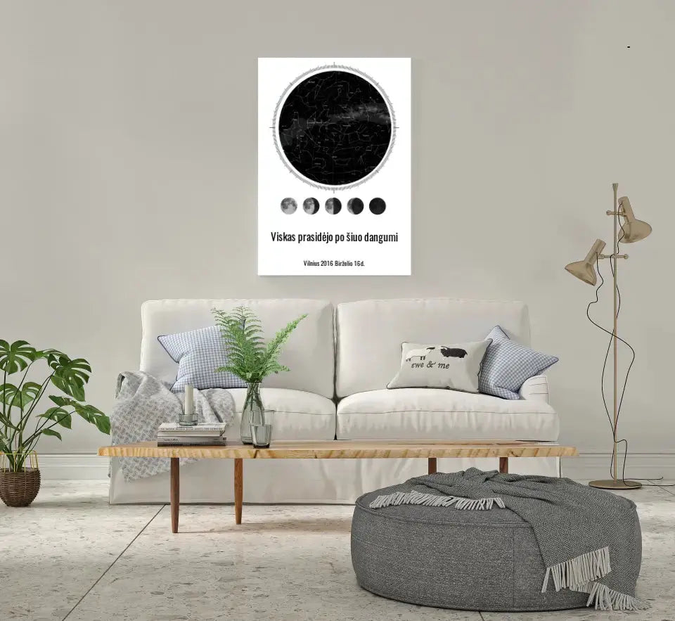 Personalizuotas žvaigždžių žemėlapis ant drobės Drobe - dovanokis.lt