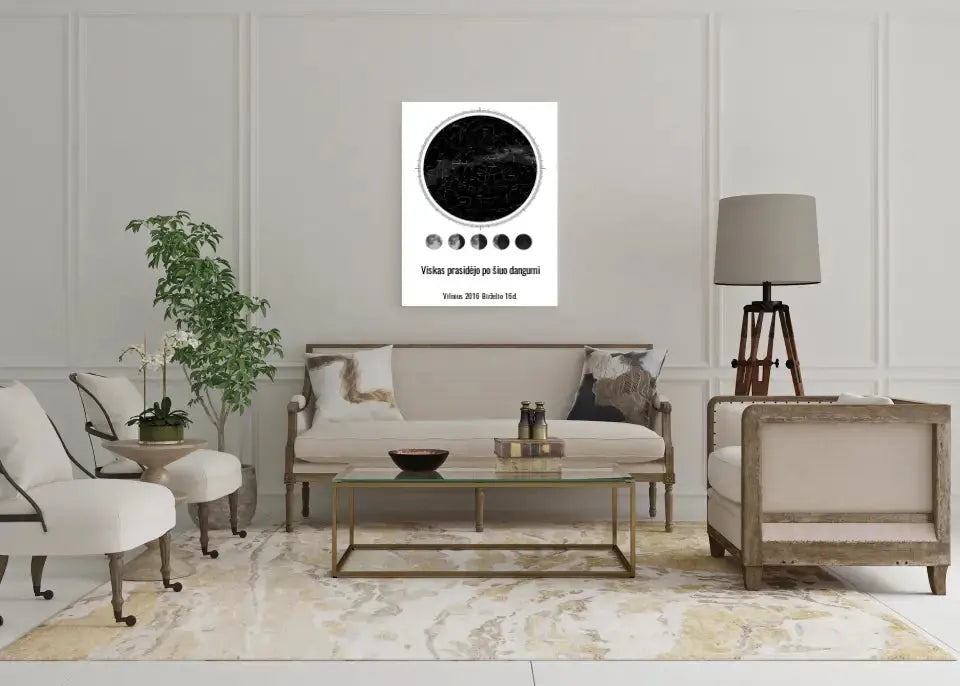 Personalizuotas žvaigždžių žemėlapis ant drobės Drobe - dovanokis.lt