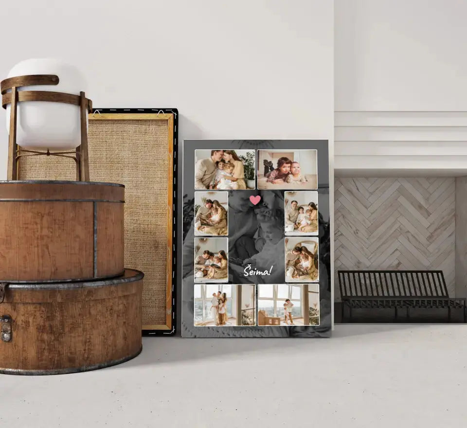 Personalizuotas šeimos spaudinys ant drobės su jūsų nuotraukomis Drobe - dovanokis.lt