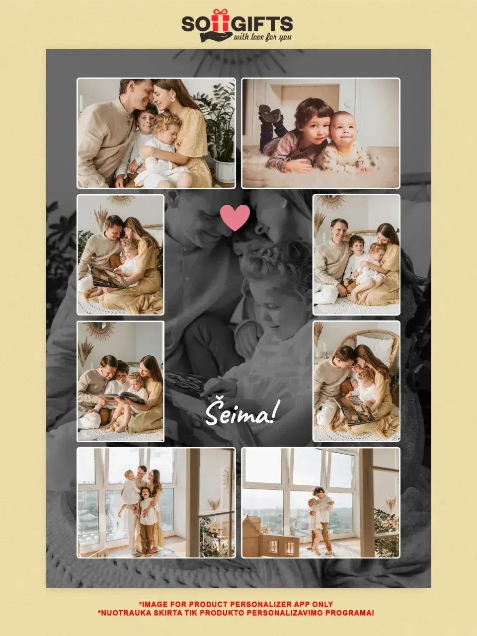 Personalizuotas šeimos spaudinys ant drobės su jūsų nuotraukomis Drobe - dovanokis.lt