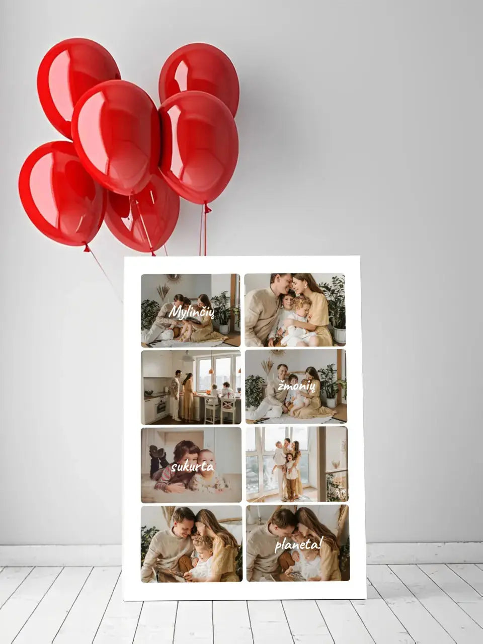 Personalizuotas šeimos spaudinys ant drobės su jūsų nuotraukomis, mylinčių žmonių sukurta planeta Drobe - dovanokis.lt