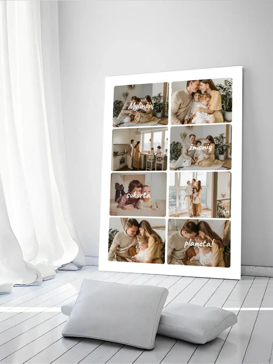 Personalizuotas šeimos spaudinys ant drobės su jūsų nuotraukomis, mylinčių žmonių sukurta planeta Drobe - dovanokis.lt