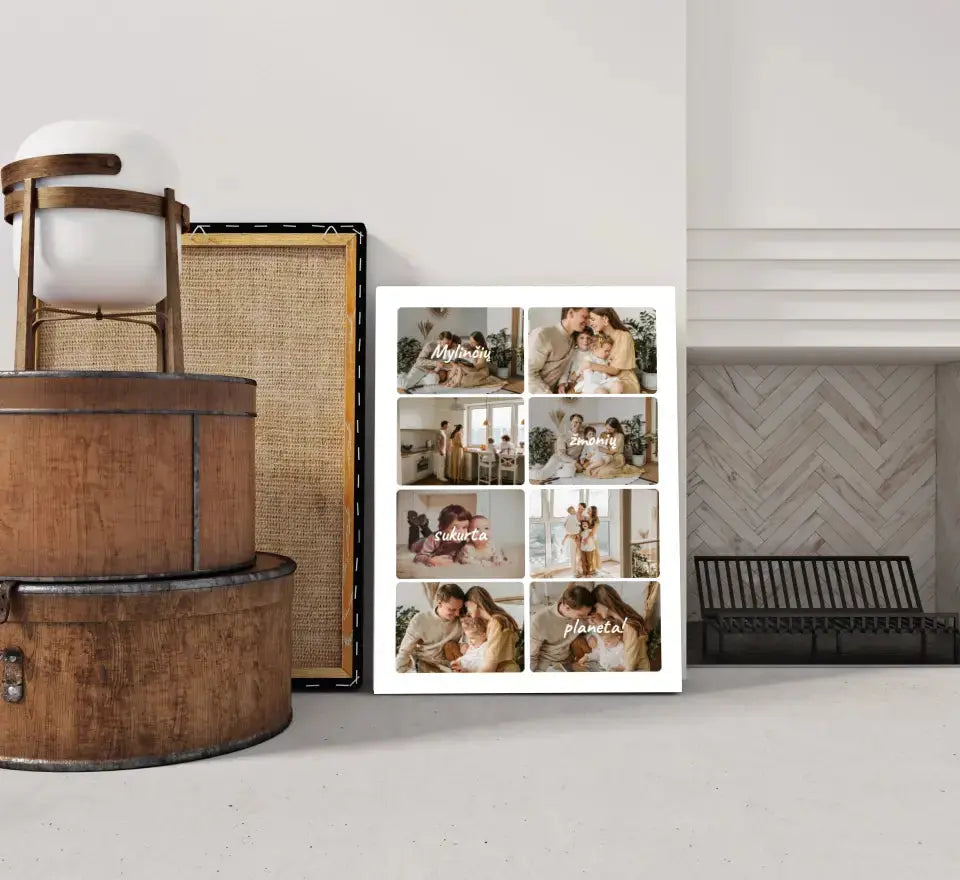 Personalizuotas šeimos spaudinys ant drobės su jūsų nuotraukomis, mylinčių žmonių sukurta planeta Drobe - dovanokis.lt