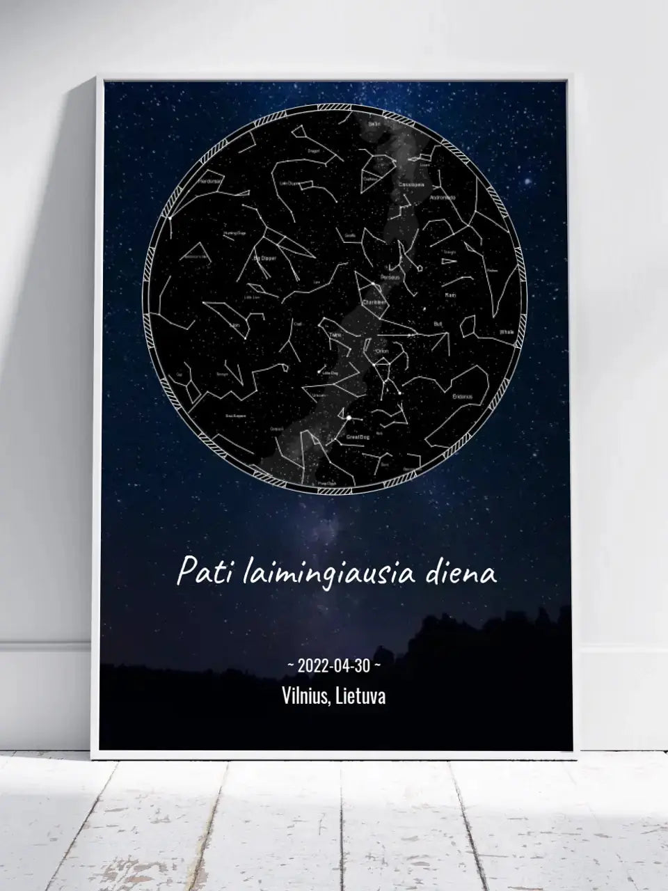 Personalizuotas žvaigždžių žemėlapis, plakatas su rėmeliu Poster - dovanokis.lt