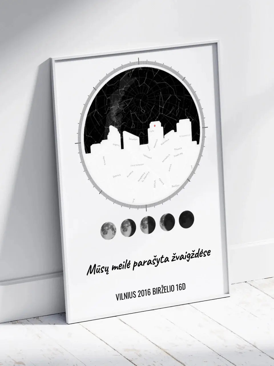 Personalizuotas žvaigždžių žemėlapio plakatas su jūsų vieta ir žemėlapiu Poster - dovanokis.lt