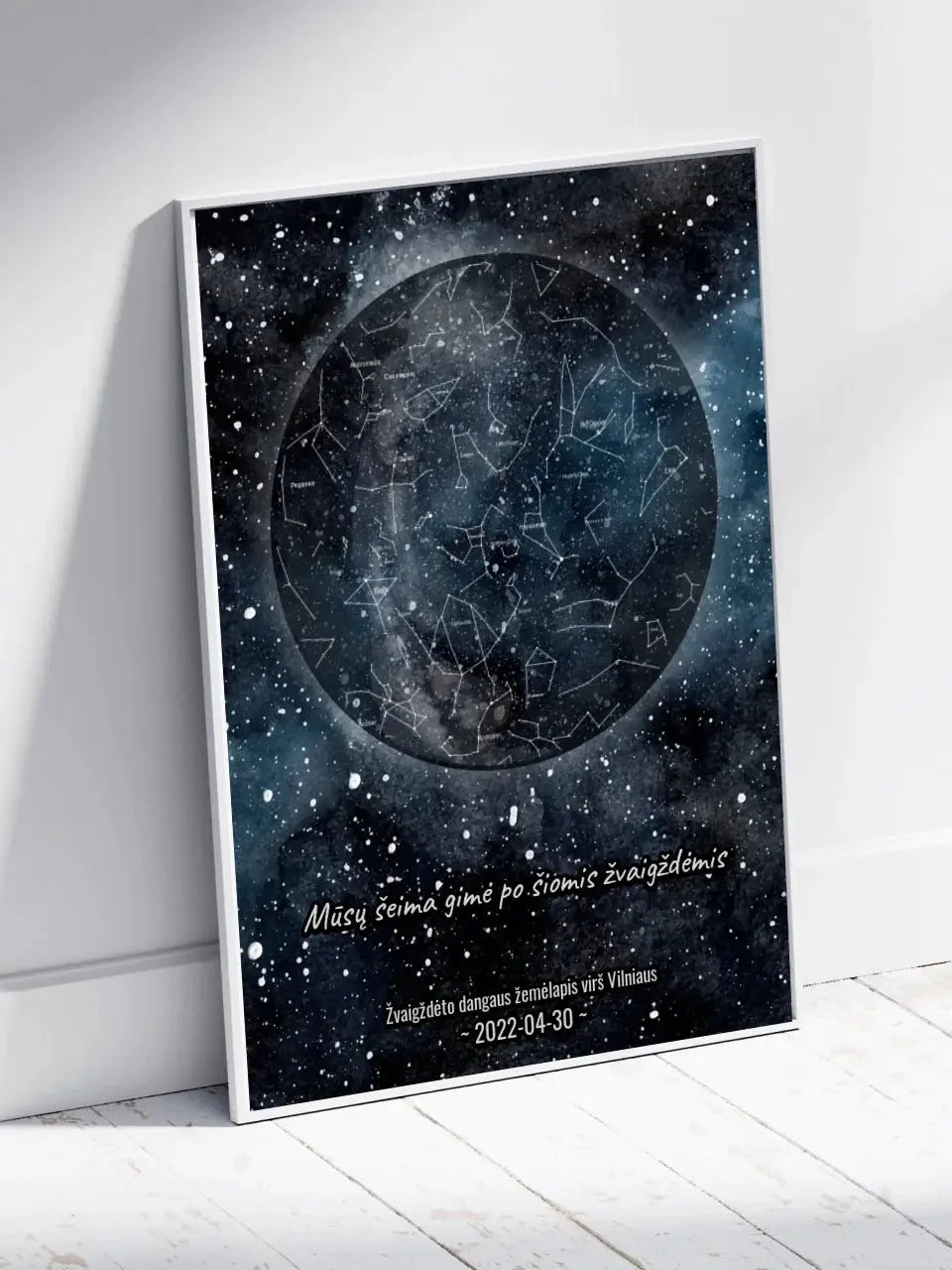 Personalizuotas žvaigždžių žemėlapis, plakatas su rėmeliu Poster - dovanokis.lt