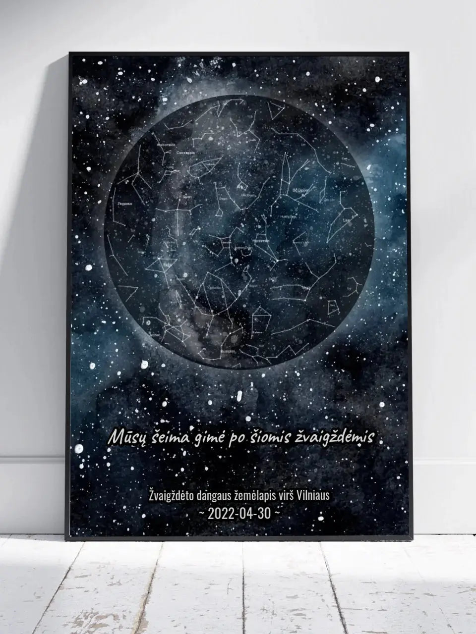 Personalizuotas žvaigždžių žemėlapis, plakatas su rėmeliu Poster - dovanokis.lt