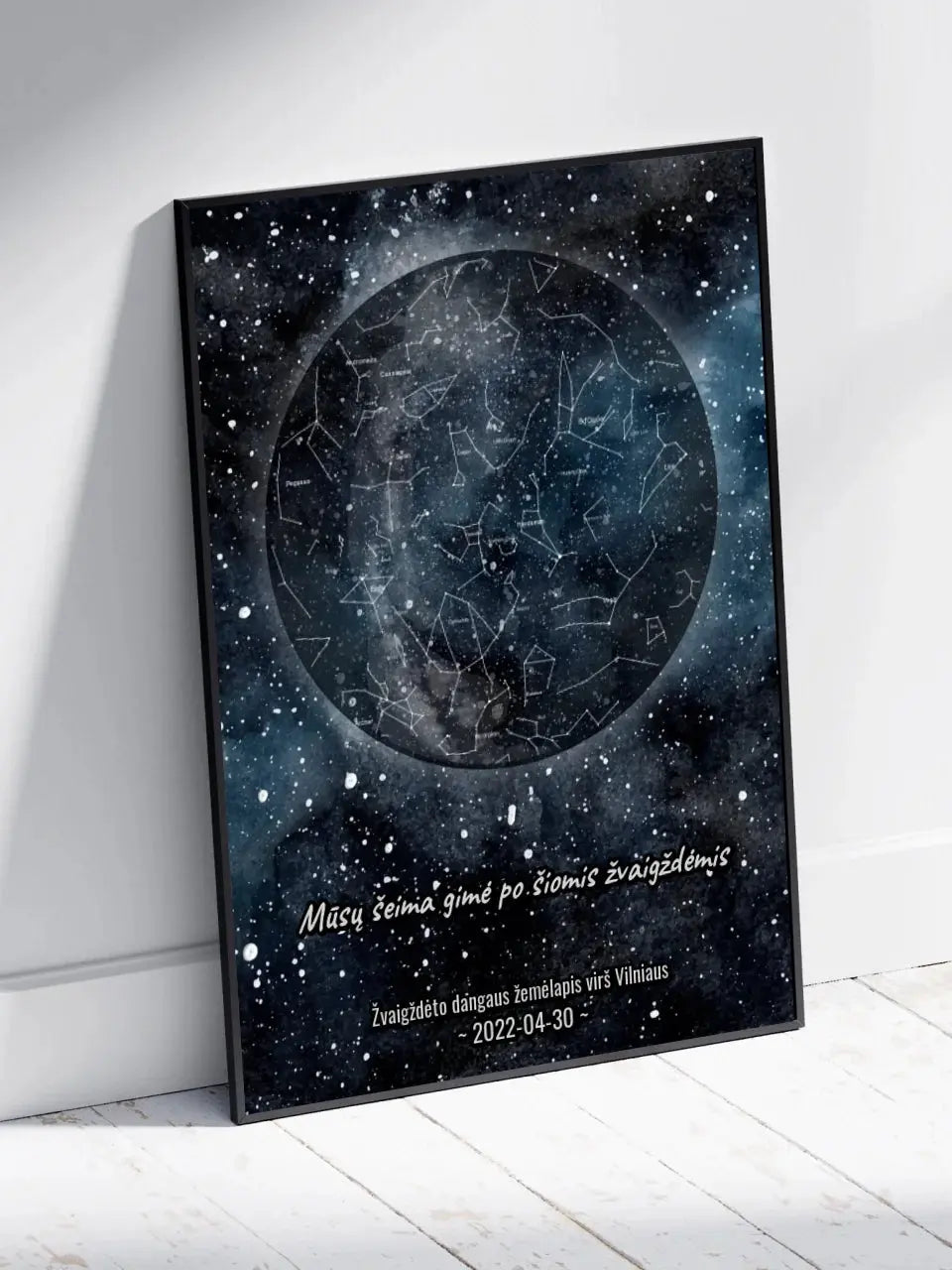 Personalizuotas žvaigždžių žemėlapis, plakatas su rėmeliu Poster - dovanokis.lt