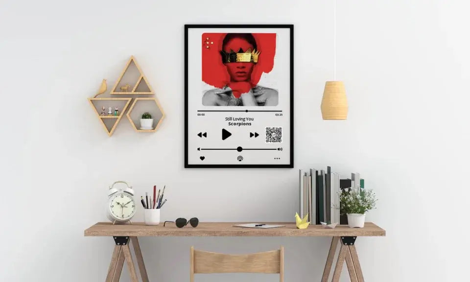 Personalizuotas "Apple music" dizaino įrėmintas plakatas su jūsų nuotrauka ir pasirinkta daina Posteris(Plakatas) - dovanokis.lt