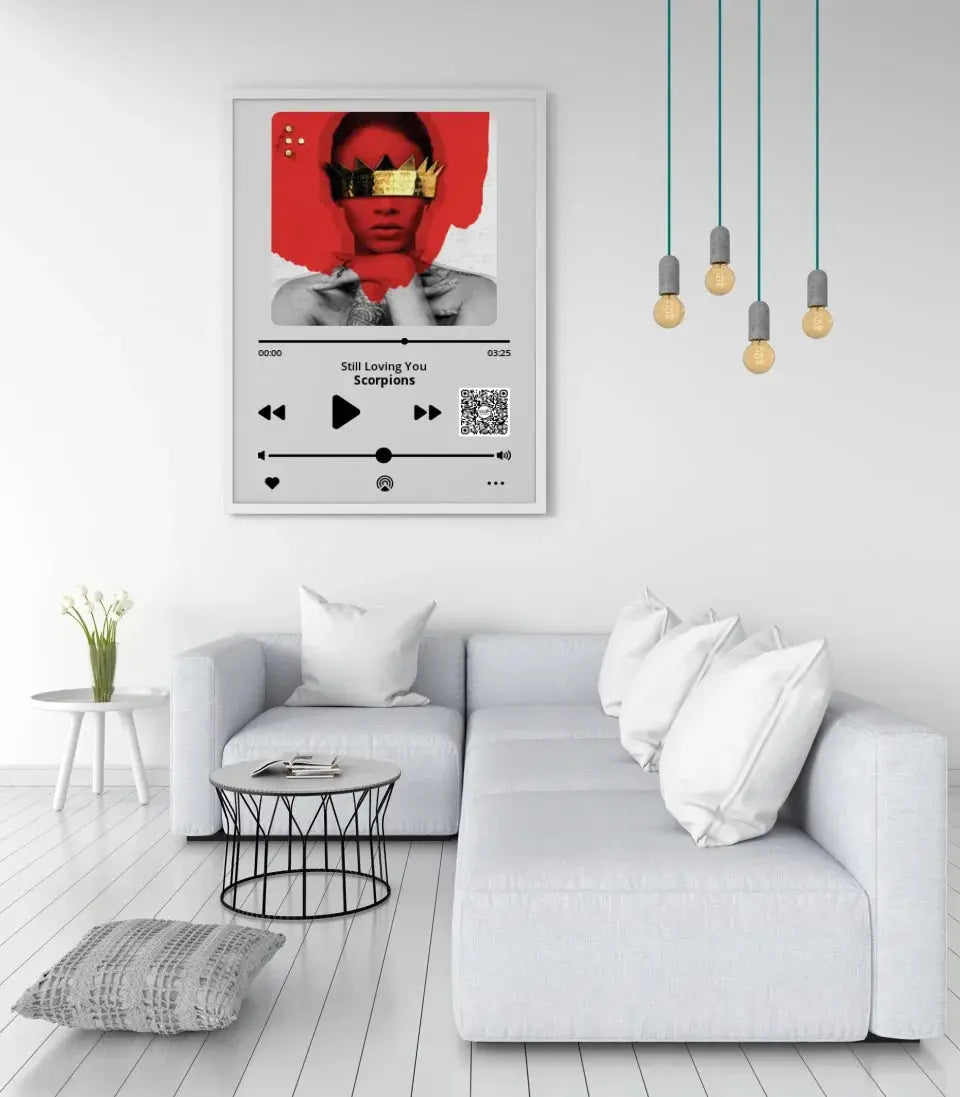 Personalizuotas "Apple music" dizaino įrėmintas plakatas su jūsų nuotrauka ir pasirinkta daina Posteris(Plakatas) - dovanokis.lt