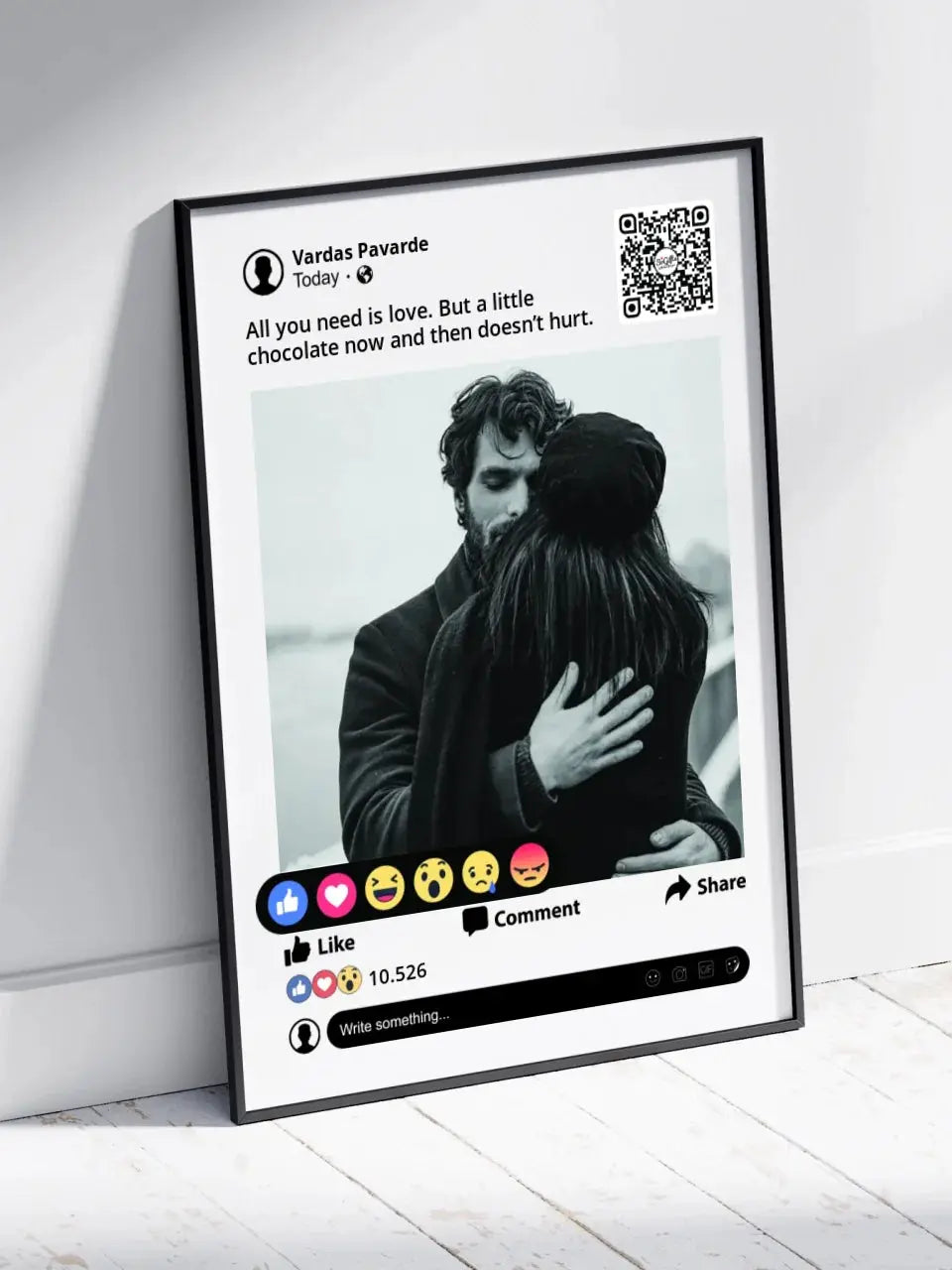 Personalizuotas "Facebook" dizaino įrėmintas plakatas su jūsų nuotrauka ir tekstu Posteris(Plakatas) - dovanokis.lt