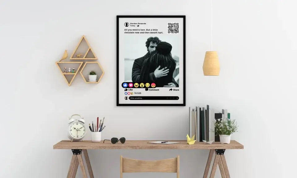 Personalizuotas "Facebook" dizaino įrėmintas plakatas su jūsų nuotrauka ir tekstu Posteris(Plakatas) - dovanokis.lt