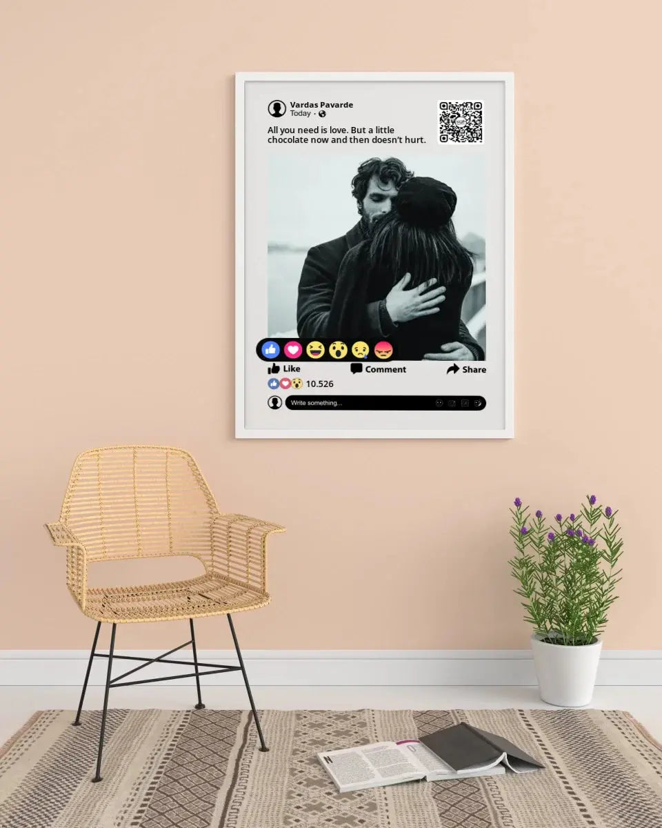 Personalizuotas "Facebook" dizaino įrėmintas plakatas su jūsų nuotrauka ir tekstu Posteris(Plakatas) - dovanokis.lt