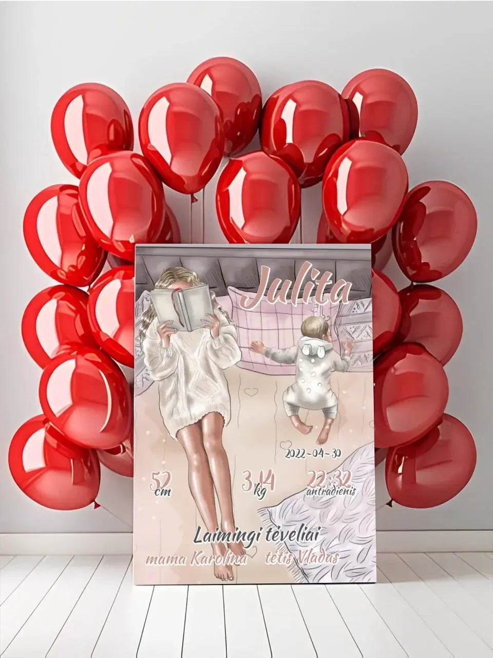 Personalizuota Vaiko Gimimo Metrikų Iliustracija at drobės Drobe - dovanokis.lt