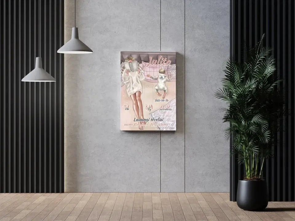 Personalizuota Vaiko Gimimo Metrikų Iliustracija at drobės Drobe - dovanokis.lt