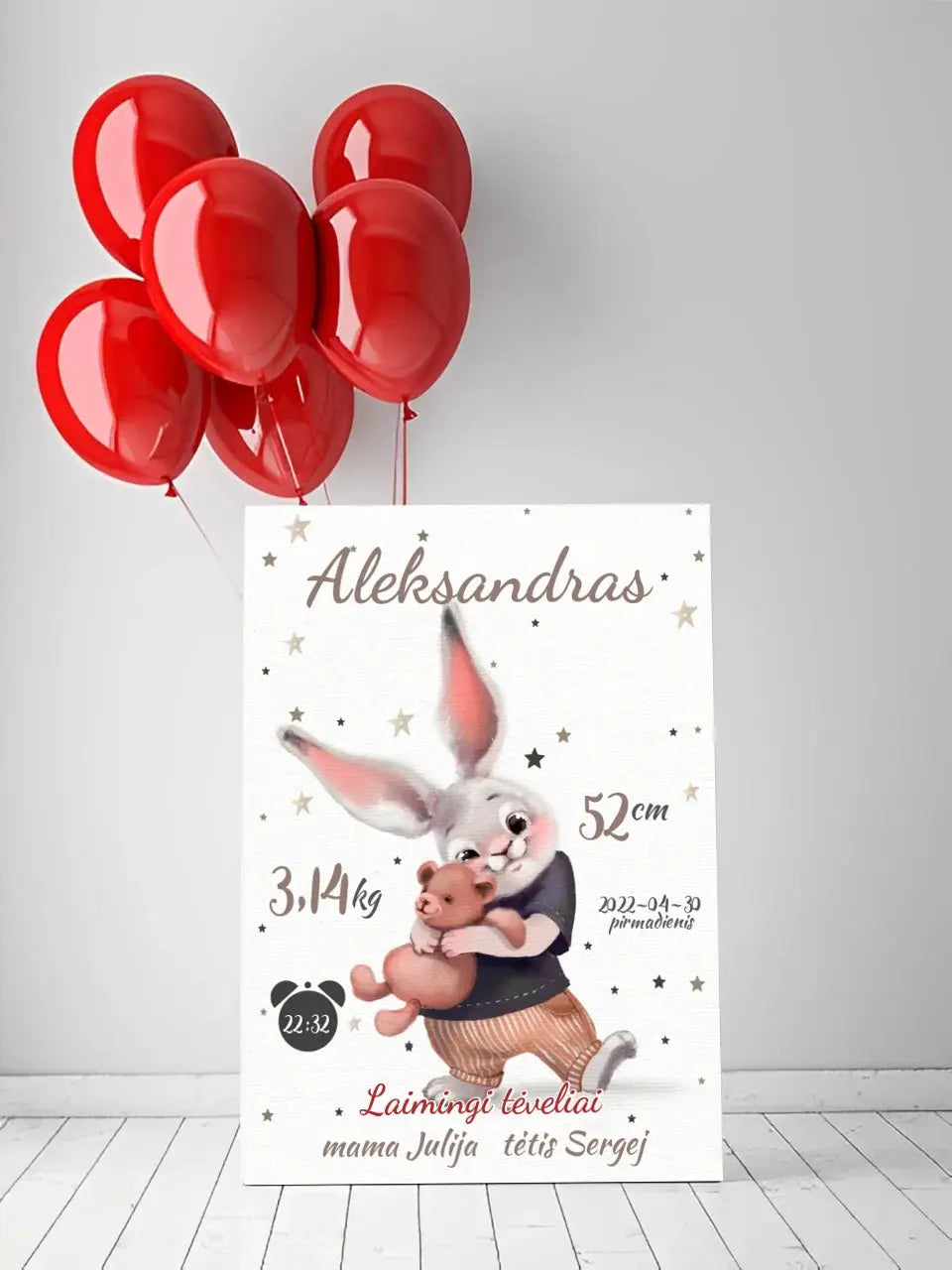 Personalizuota Berniuko Gimimo Metrikų Iliustracija ant drobės Drobe - dovanokis.lt