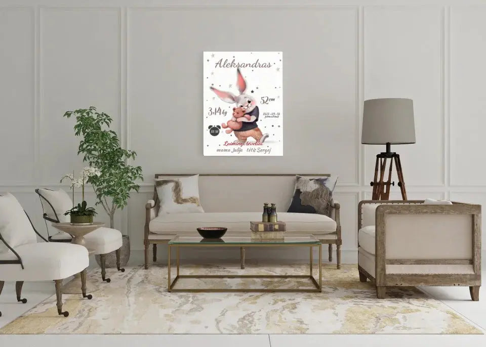 Personalizuota Berniuko Gimimo Metrikų Iliustracija ant drobės Drobe - dovanokis.lt