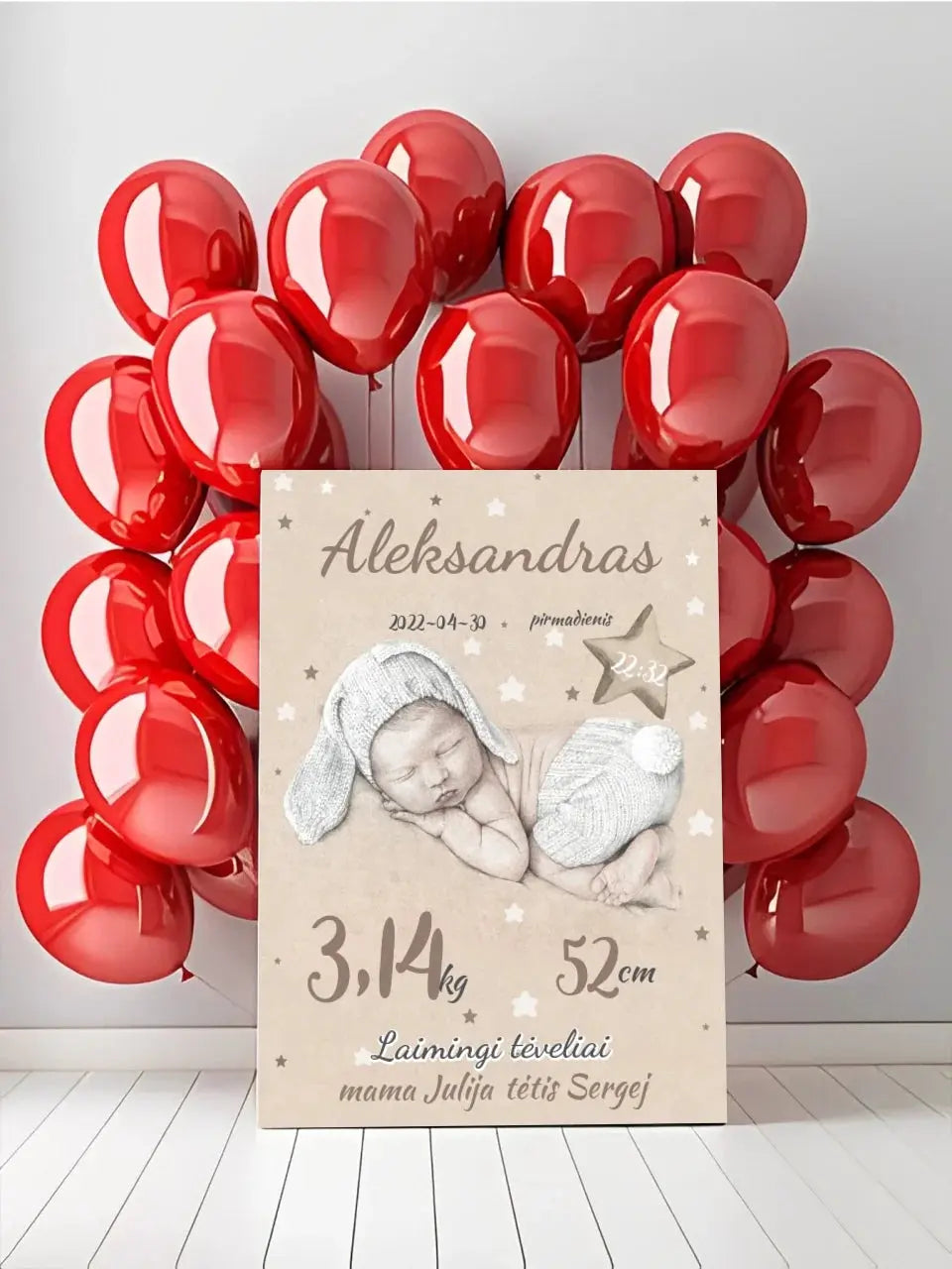 Personalizuota Vaiko Gimimo Metrikų Iliustracija ant drobės Drobe - dovanokis.lt