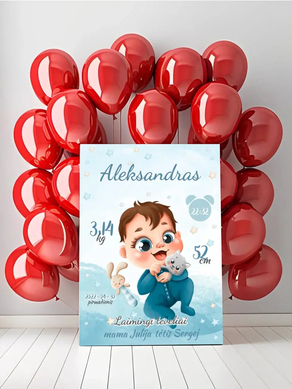 Personalizuota Berniuko Gimimo Metrikų Iliustracija ant drobės Drobe - dovanokis.lt