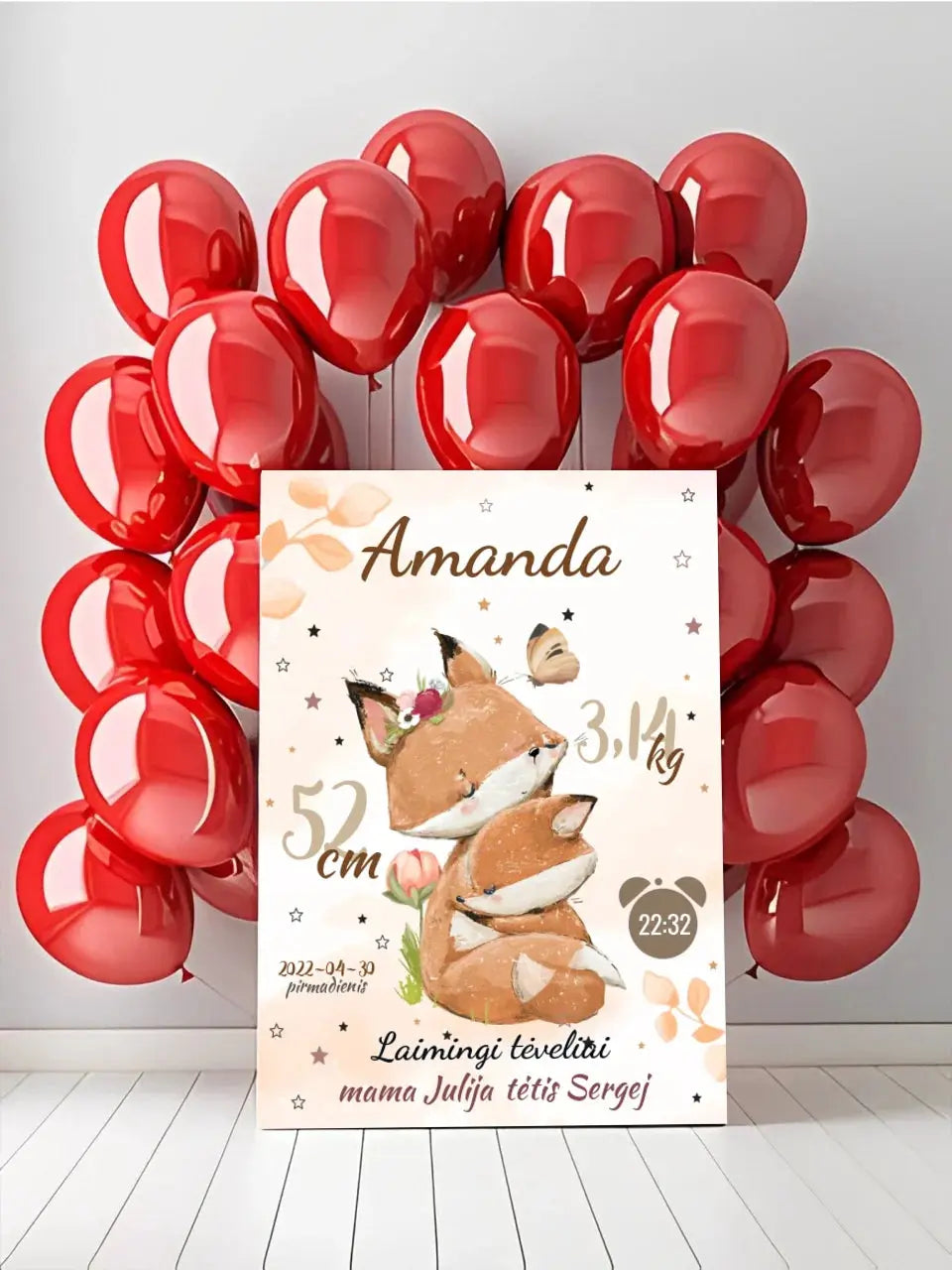 Personalizuota Mergaitės Gimimo Metrikų Iliustracija ant drobės Drobe - dovanokis.lt