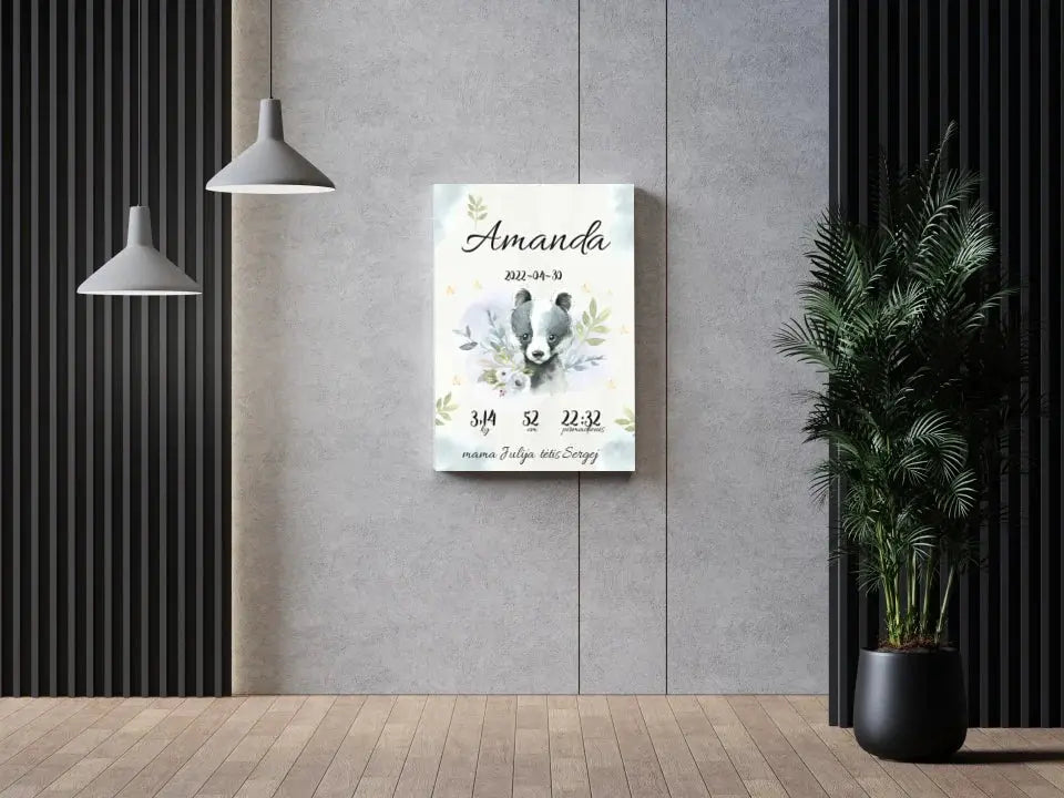 Personalizuota Mergaitės Gimimo Metrikų Iliustracija ant drobės Drobe - dovanokis.lt