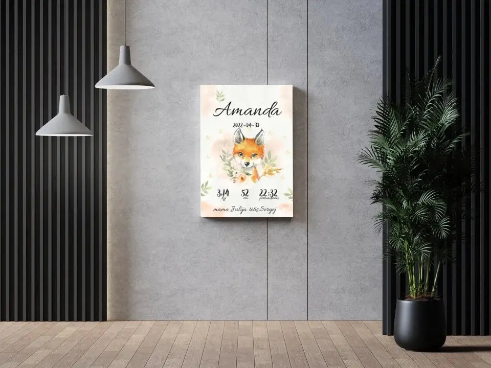 Personalizuota Mergaitės Gimimo Metrikų Iliustracija ant drobės Drobe - dovanokis.lt