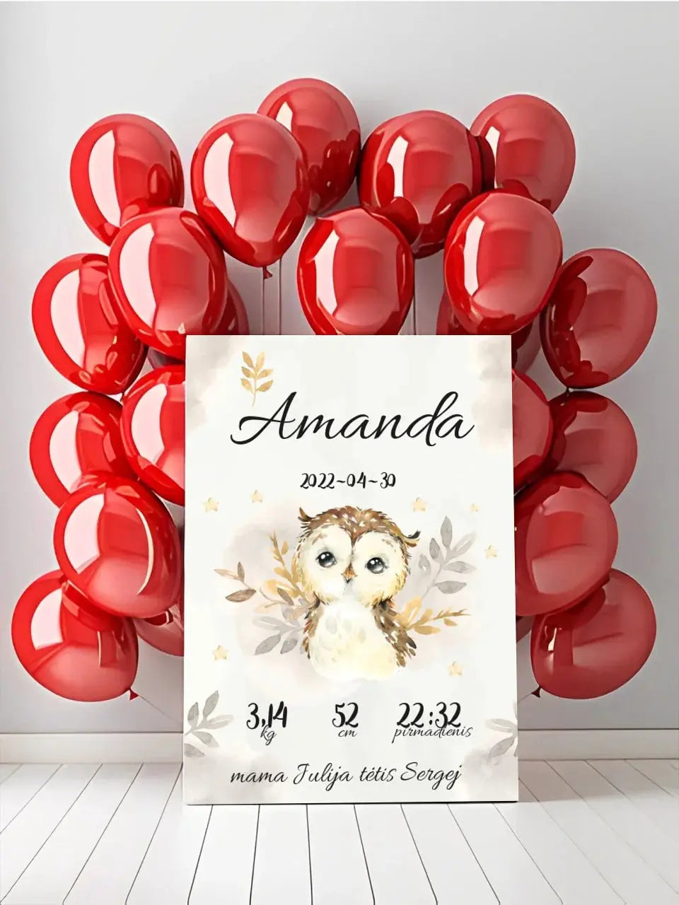 Personalizuota Mergaitės Gimimo Metrikų Iliustracija at drobės Drobe - dovanokis.lt