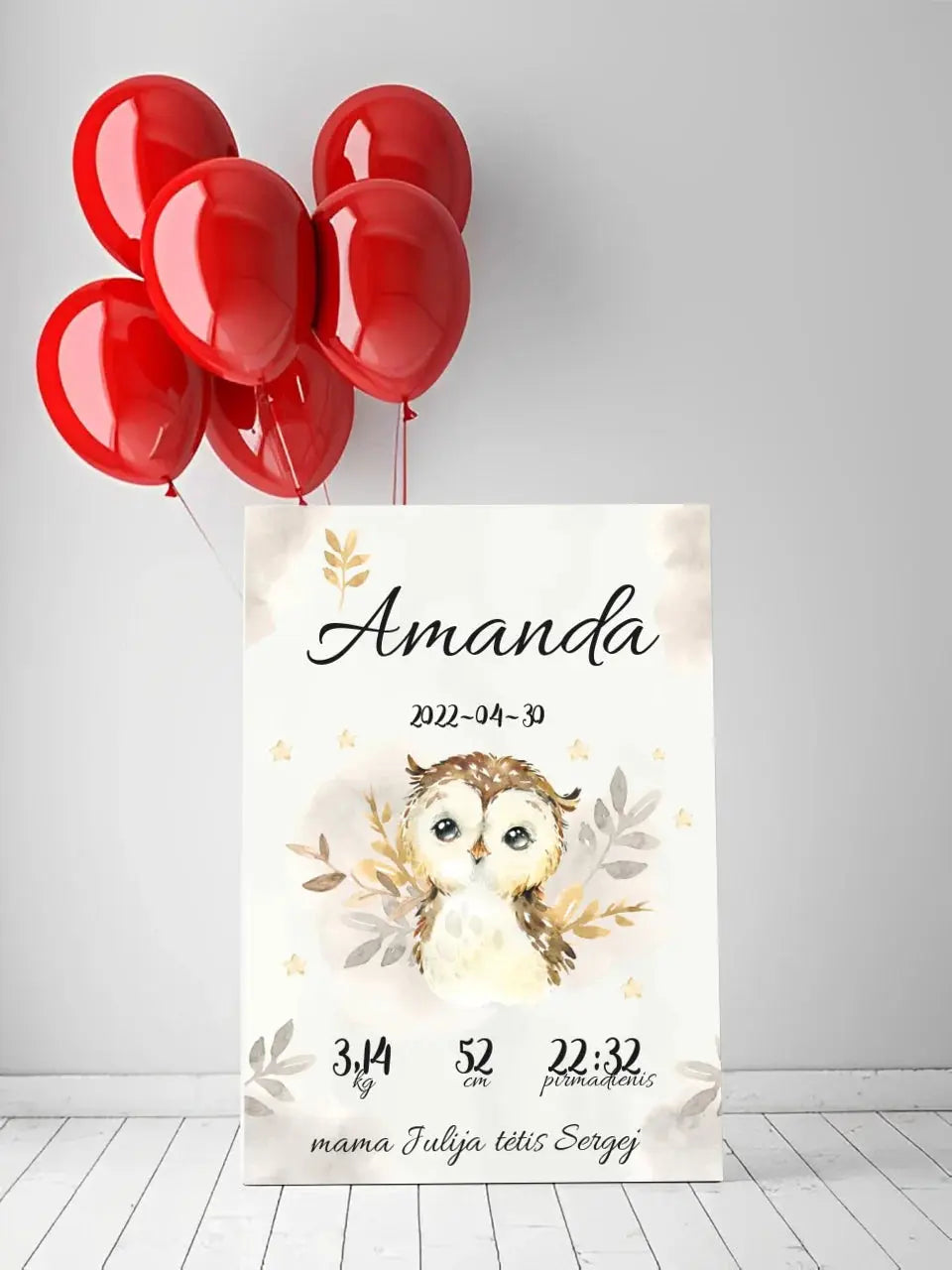 Personalizuota Mergaitės Gimimo Metrikų Iliustracija at drobės Drobe - dovanokis.lt