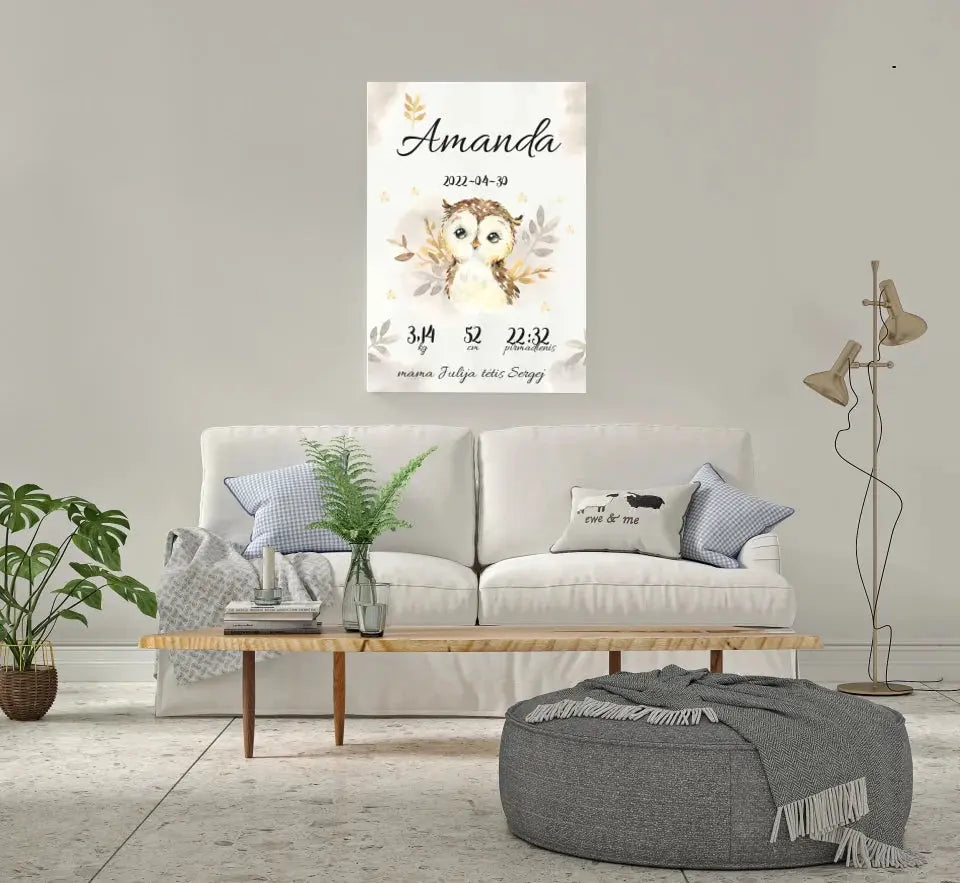 Personalizuota Mergaitės Gimimo Metrikų Iliustracija at drobės Drobe - dovanokis.lt