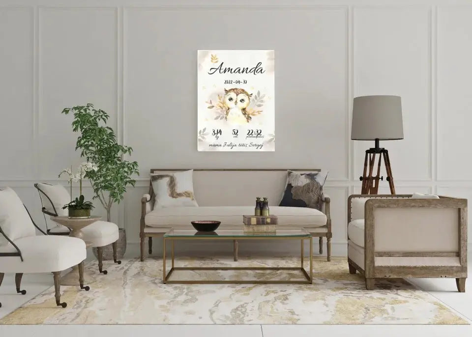 Personalizuota Mergaitės Gimimo Metrikų Iliustracija at drobės Drobe - dovanokis.lt