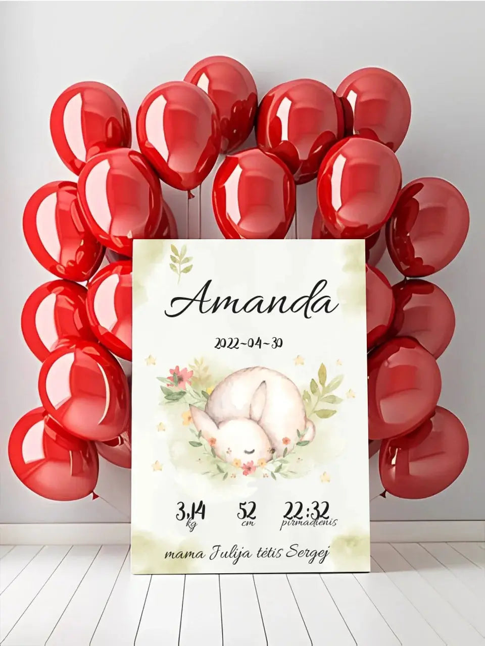 Personalizuota Mergaitės Gimimo Metrikų Iliustracija ant drobės Drobe - dovanokis.lt