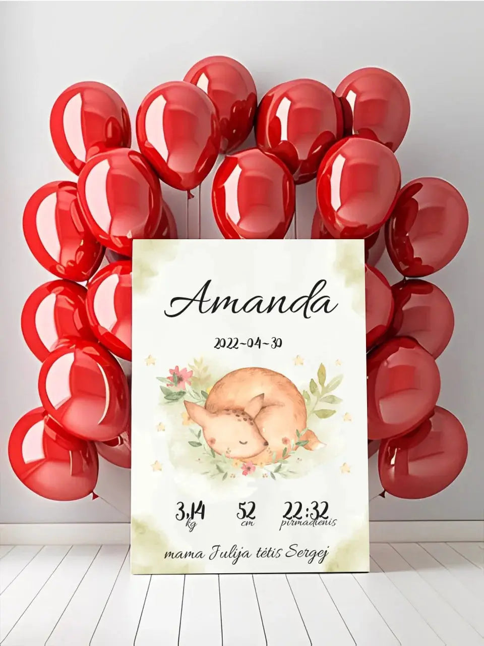 Personalizuota Mergaitės Gimimo Metrikų Iliustracija ant drobės Drobe - dovanokis.lt