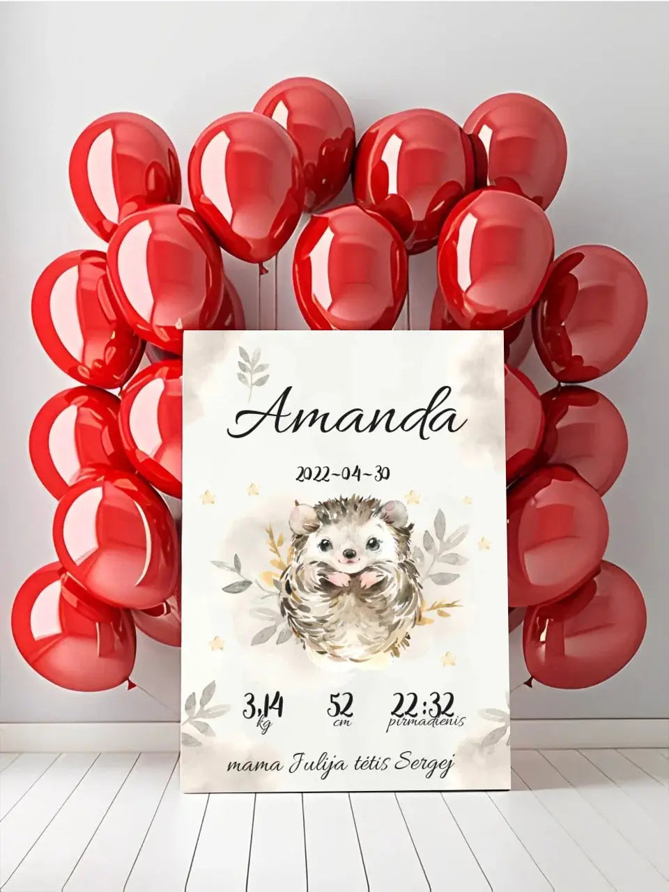 Personalizuota Mergaitės Gimimo Metrikų Iliustracija ant drobės Drobe - dovanokis.lt