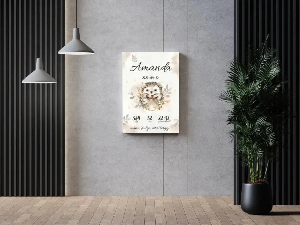 Personalizuota Mergaitės Gimimo Metrikų Iliustracija ant drobės Drobe - dovanokis.lt