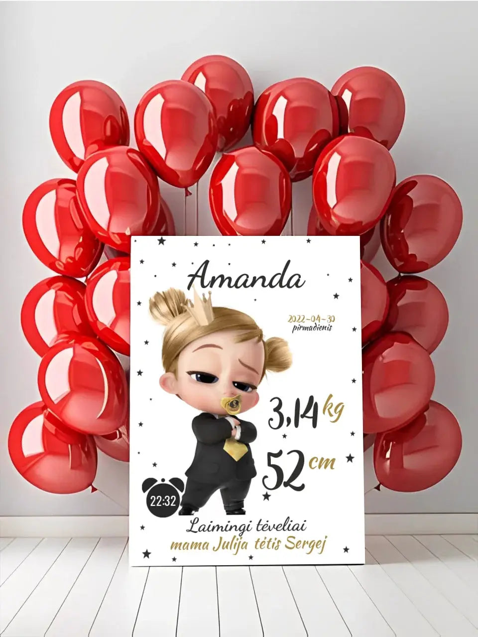 Personalizuota Mergaitės Gimimo Metrikų Iliustracija ant drobės Drobe - dovanokis.lt