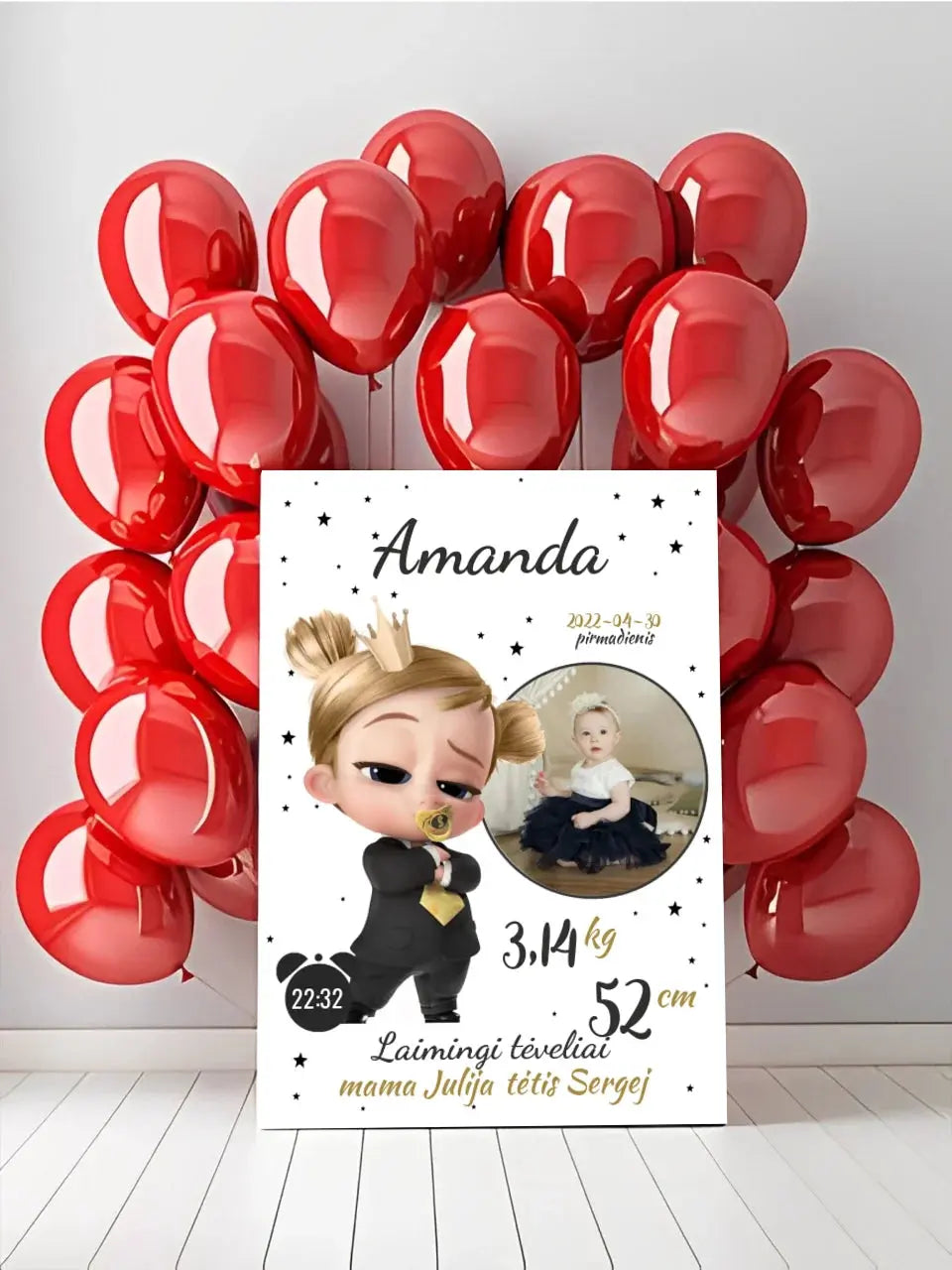 Personalizuota Mergaitės Gimimo Metrikų Iliustracija ant drobės Drobe - dovanokis.lt