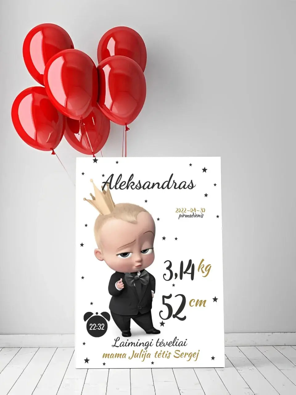 Personalizuota Berniuko Gimimo Metrikų Iliustracija ant drobės Drobe - dovanokis.lt