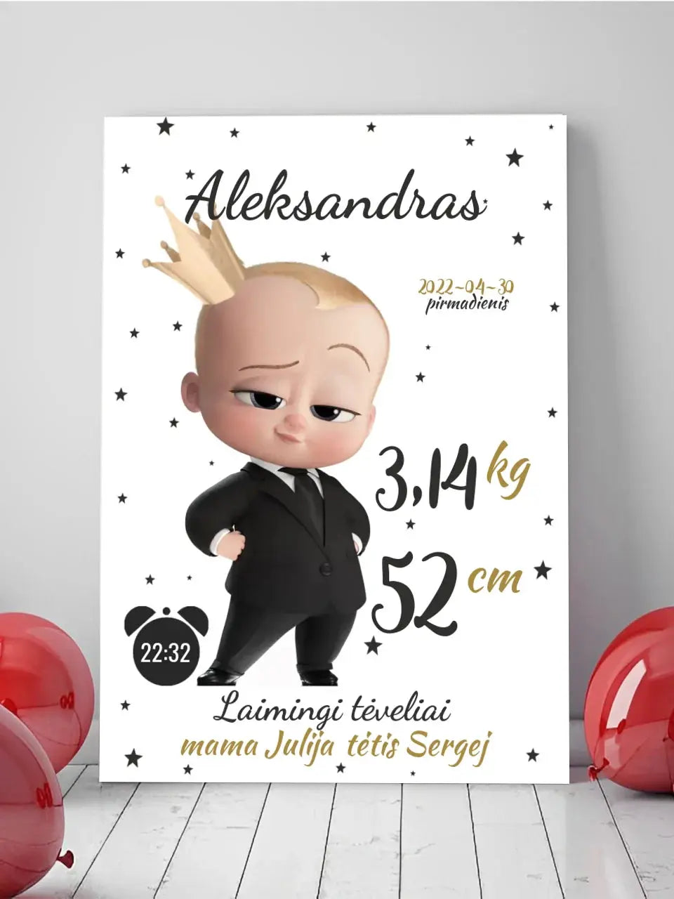 Personalizuota Berniuko Gimimo Metrikų Iliustracija ant drobės Drobe - dovanokis.lt