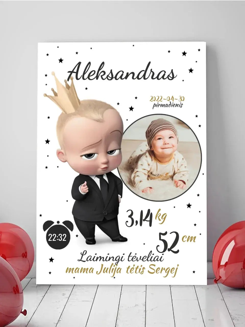 Personalizuota Berniuko Gimimo Metrikų Iliustracija ant drobės Drobe - dovanokis.lt