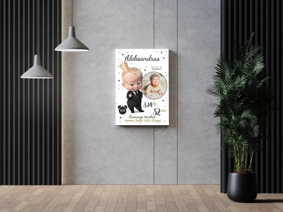 Personalizuota Berniuko Gimimo Metrikų Iliustracija ant drobės Drobe - dovanokis.lt