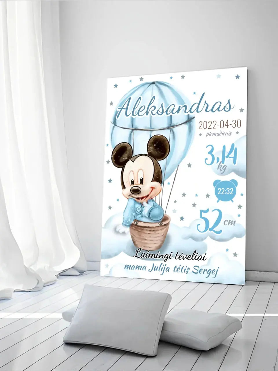 Personalizuota Berniuko Gimimo Metrikų Iliustracija ant drobės Drobe - dovanokis.lt